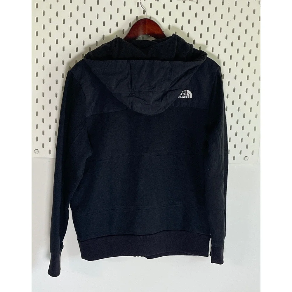 The North Face Mens Black Hooded Full Zip Jacket Nylon Overlay Size M